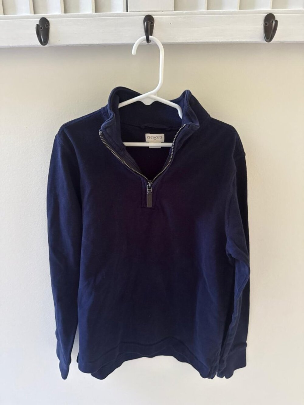 J.CREW CREWCUTS 100% Cotton Boy's Navy Sueded Half-Zip Pullover Medium